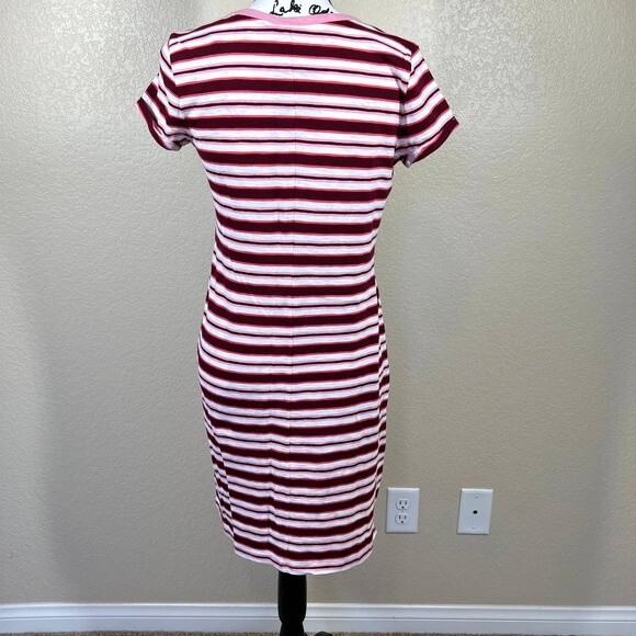 Gap pink dress women striped t shirt dress short sleeve with pocket size S - Picture 3 of 11